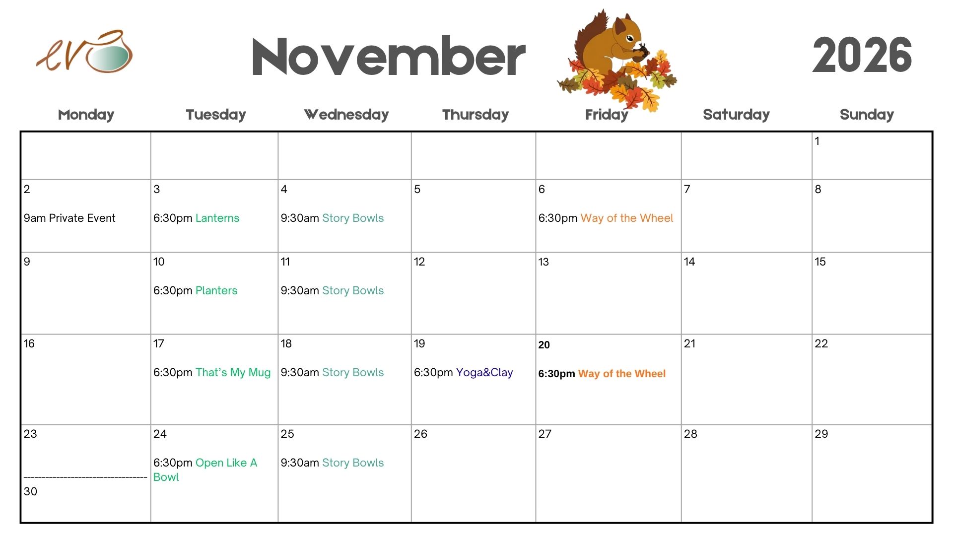 November Calendar