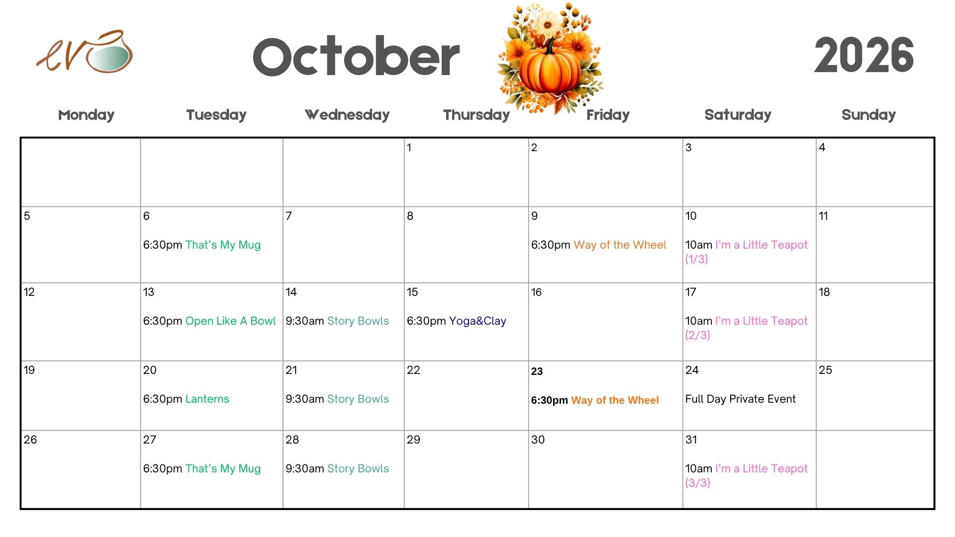 October Calendar
